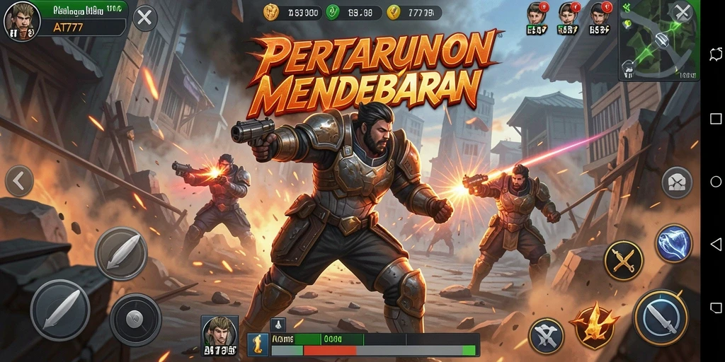 Tampilan gameplay mendebarkan di AT777 dengan aksi pertarungan intens.