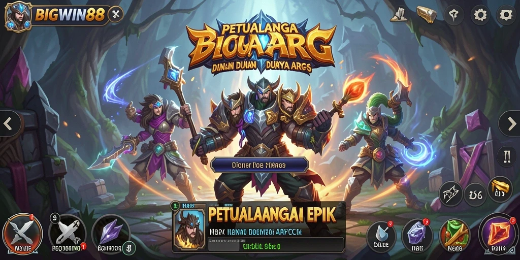Tampilan aksi mendebarkan dalam permainan ARPG BIGWIN88.