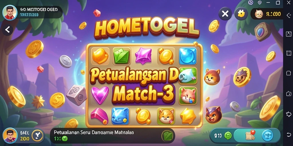 Gameplay seru dari HOMETOGEL dengan tantangan Match-3.