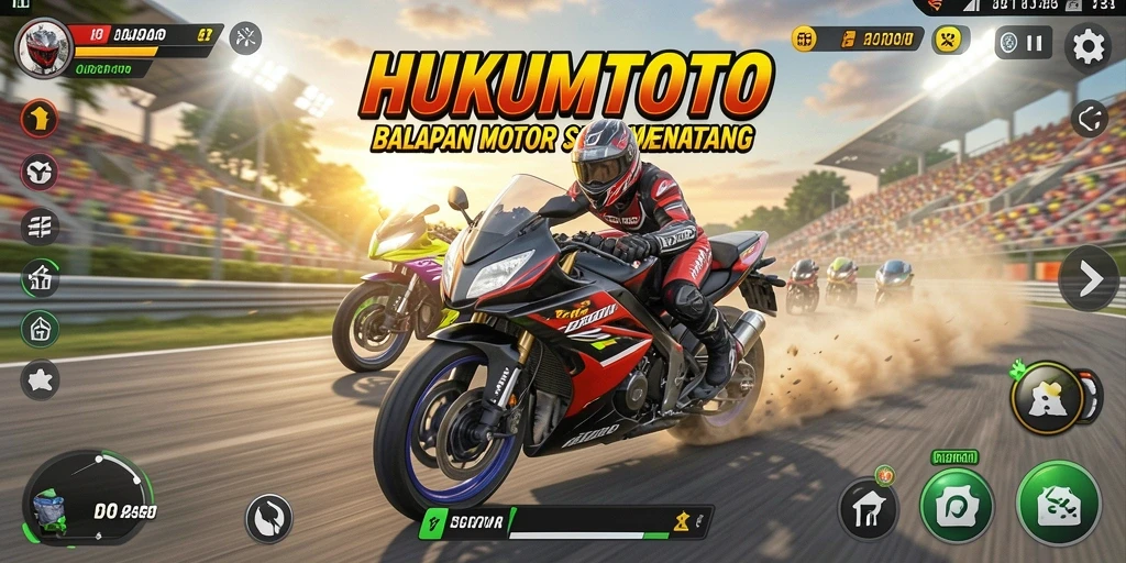 Gameplay HUKUMTOTO yang menantang dan mendebarkan di trek balapan.