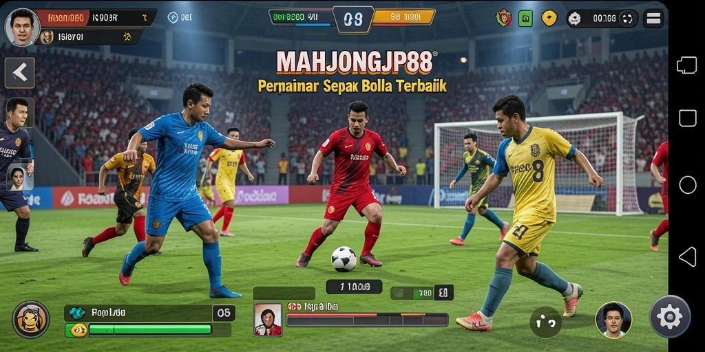 Tampilan gameplay MAHJONGJP88 menakjubkan dengan aksi sepak bola yang dinamis.