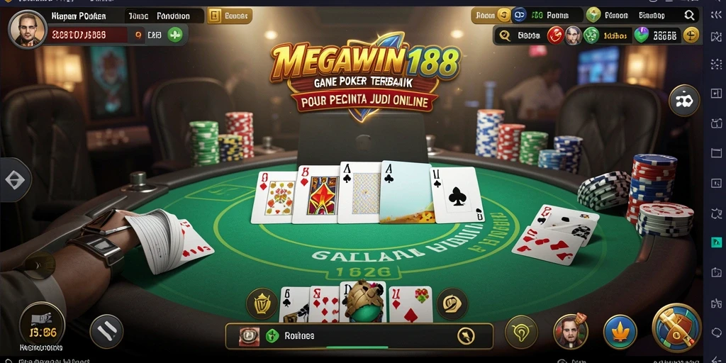 Tampilan gameplay Poker yang menarik di MEGAWIN188.
