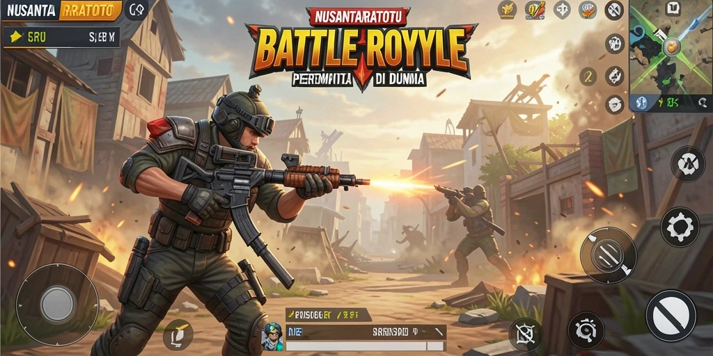 Screenshot menunjukkan aksi seru dalam mode Battle Royale NUSANTARATOTO.