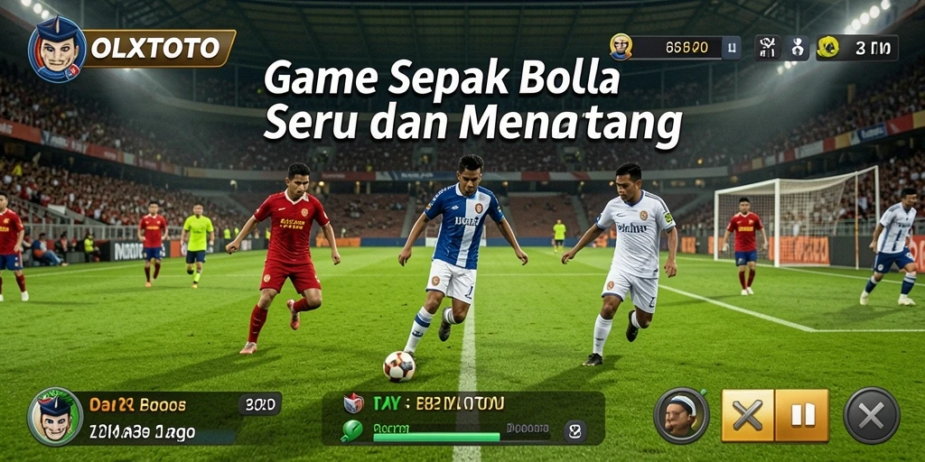 Screenshot gameplay OLXTOTO menampilkan aksi seru di lapangan sepak bola.