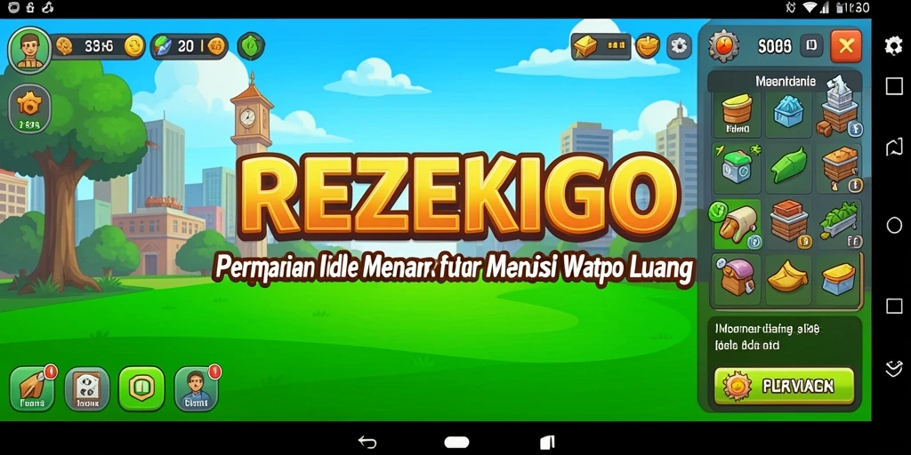 Tampilan gameplay menarik dari REZEKIGO yang menunjukkan aktivitas pengumpulan sumber daya.