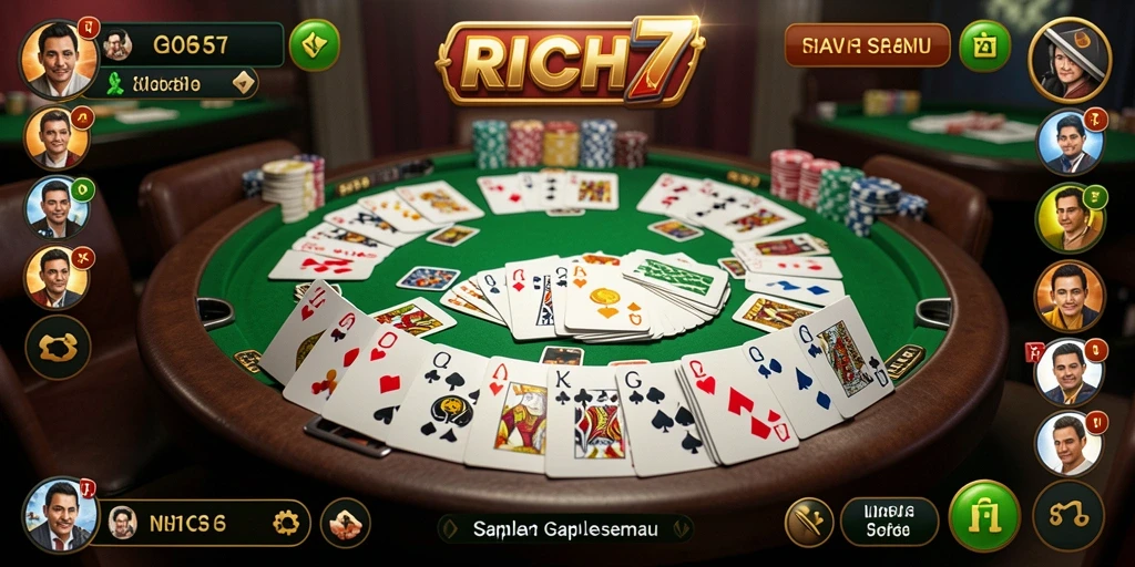 Tampilan utama gameplay Gaple yang mengasyikkan di RICH7.