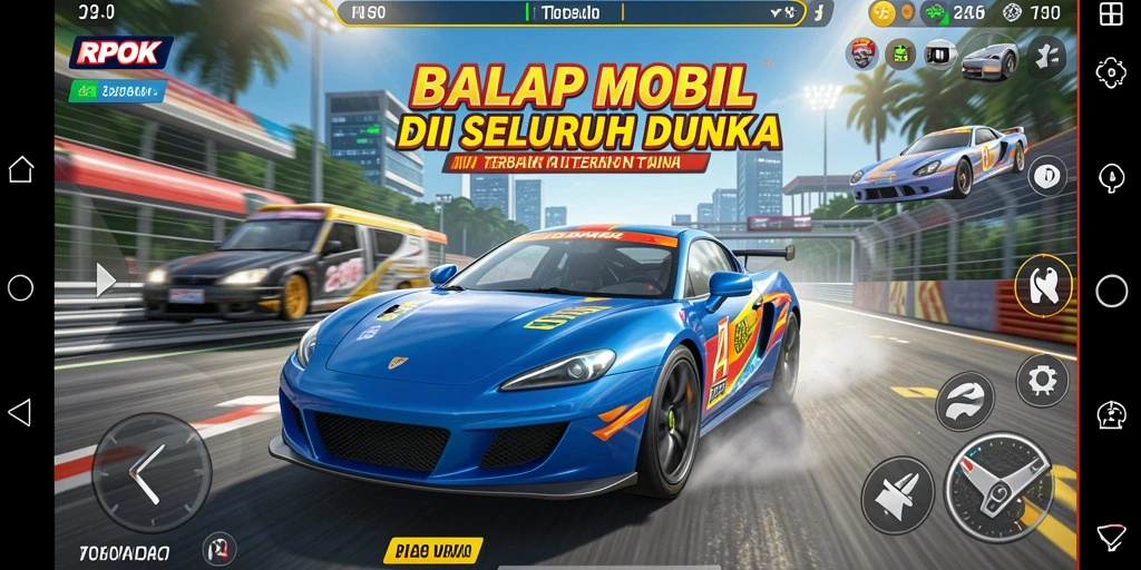 Gameplay RPOK menampilkan adu kecepatan mobil balap yang mendebarkan.