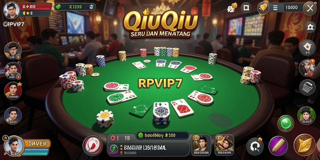Screenshot gameplay RPVIP7 yang menampilkan suasana permainan QiuQiu.