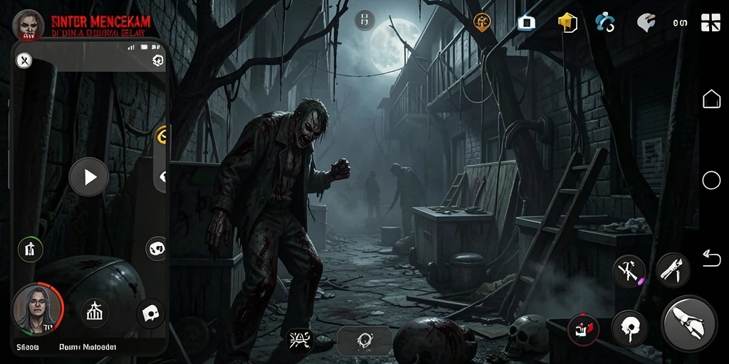 Screenshot utama dari SINTE4D menampilkan suasana Horror menyeramkan.