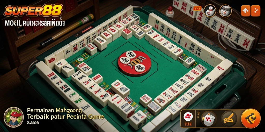 Screenshot gameplay SUPER88 menampilkan suasana permainan Mahjong yang mendebarkan.