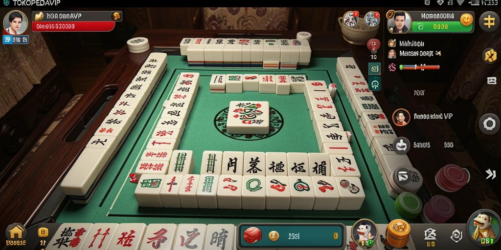 Tampilan gameplay yang mendebarkan dari TOKOPEDIAVIP, dengan berbagai ubin Mahjong.